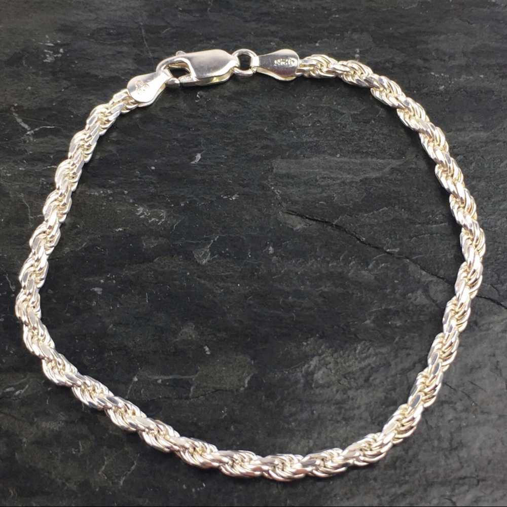 IBB Italy Rope Chain Sterling Silver 925 Bracelet 7 1/4